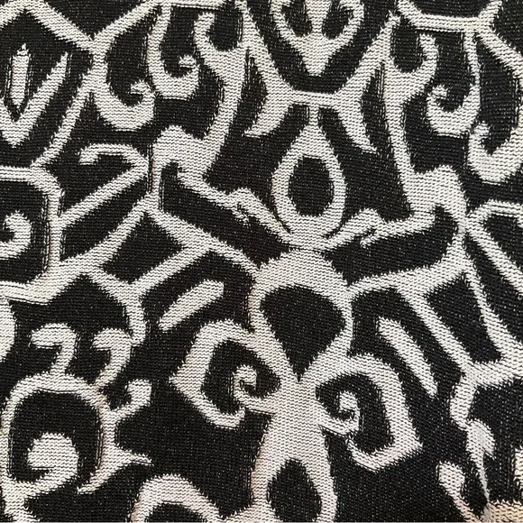 Carmen Marc Valvo Knit Dress Black + Ivory Body-con Jacquard/Damask Prin… - Picture 11 of 13